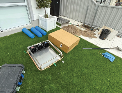 Cleanpanion installation preparation with filtration parts on site