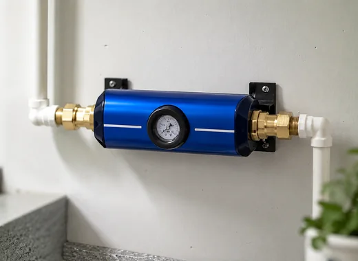 Cleanpanion hard-water support system installed on a home water line
